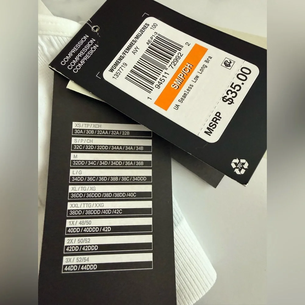 Under Armour White Seamless Light-Support Sports Bra with Branded Band - Picture 3 of 5